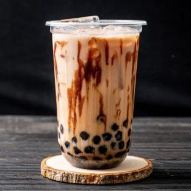 Brown sugar milk tea with bubble tea.